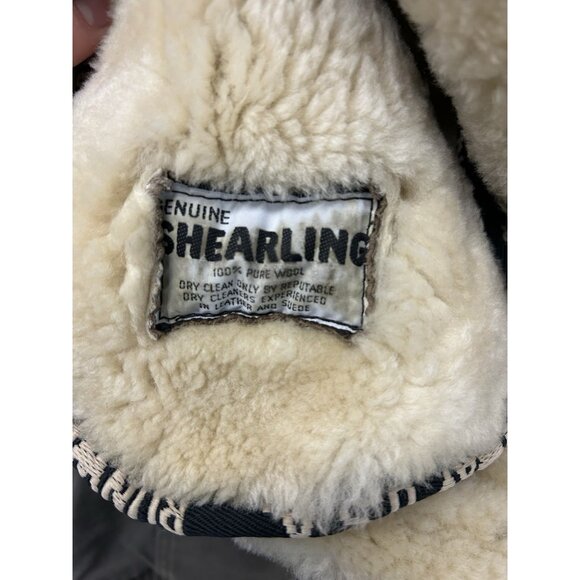 VTG Runway XL Gen. Shearling Leather Jacket Pure Wool Lining Aviator Bomber Coat - Picture 12 of 16